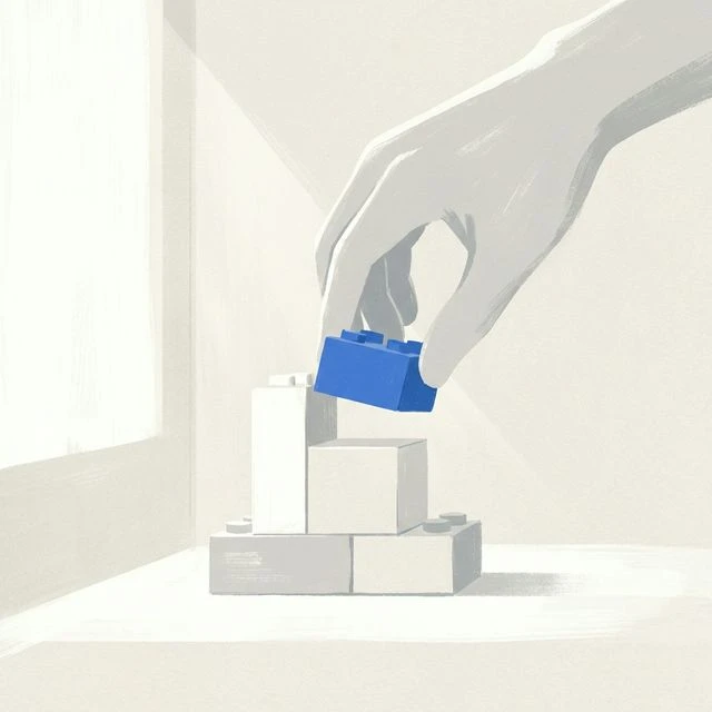 One Step mission illustration - building blocks